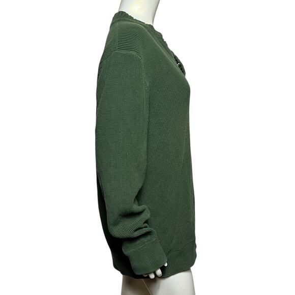 Eddie Bauer Premium Cotton Tall L Henley Sweater Forest Green Ribbed Outdoor USA - Picture 4 of 5